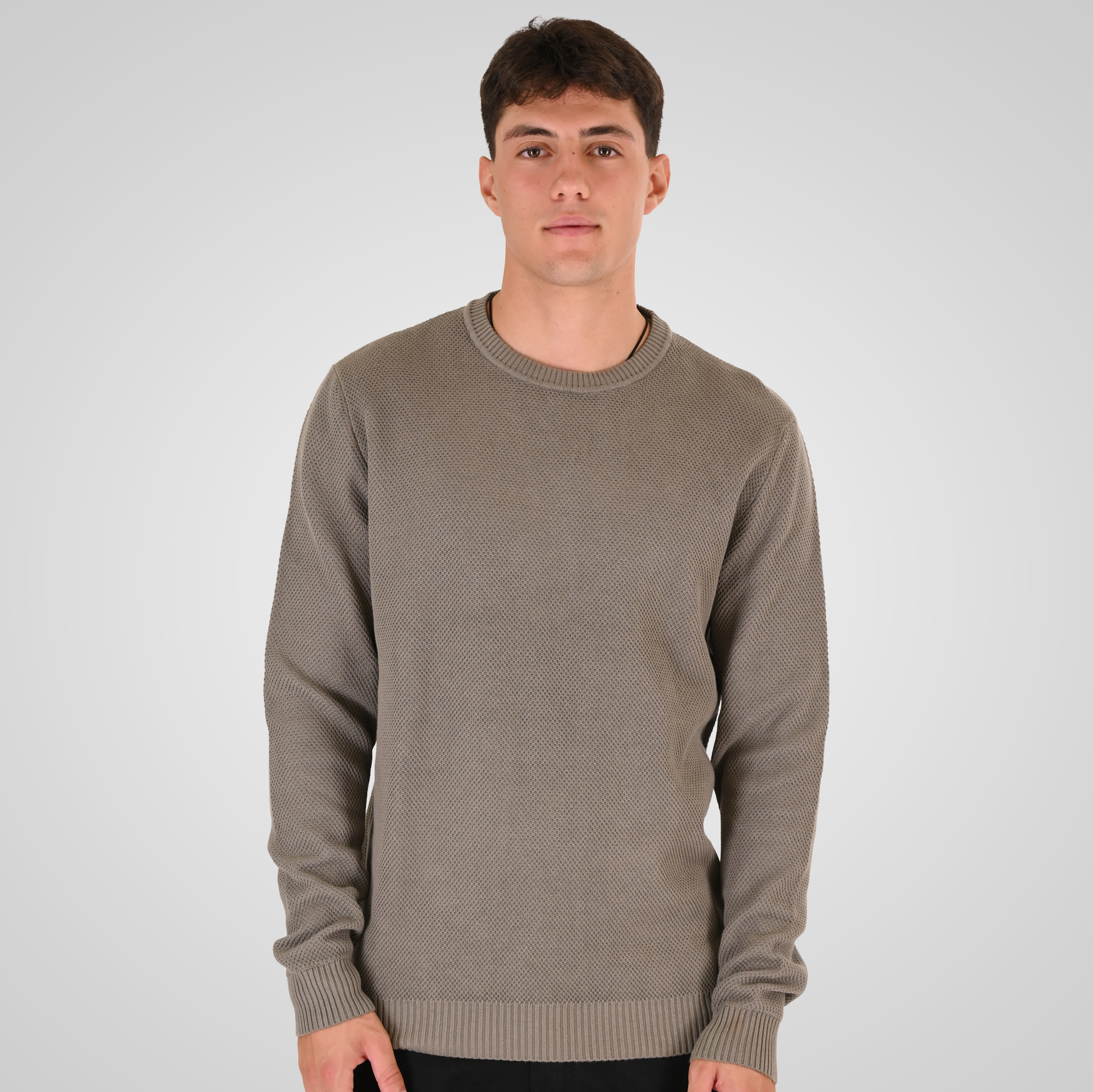 262RKNIT-8053 KNITS CREWNECK (SPECIAL KNITTING) FOG - Image 1