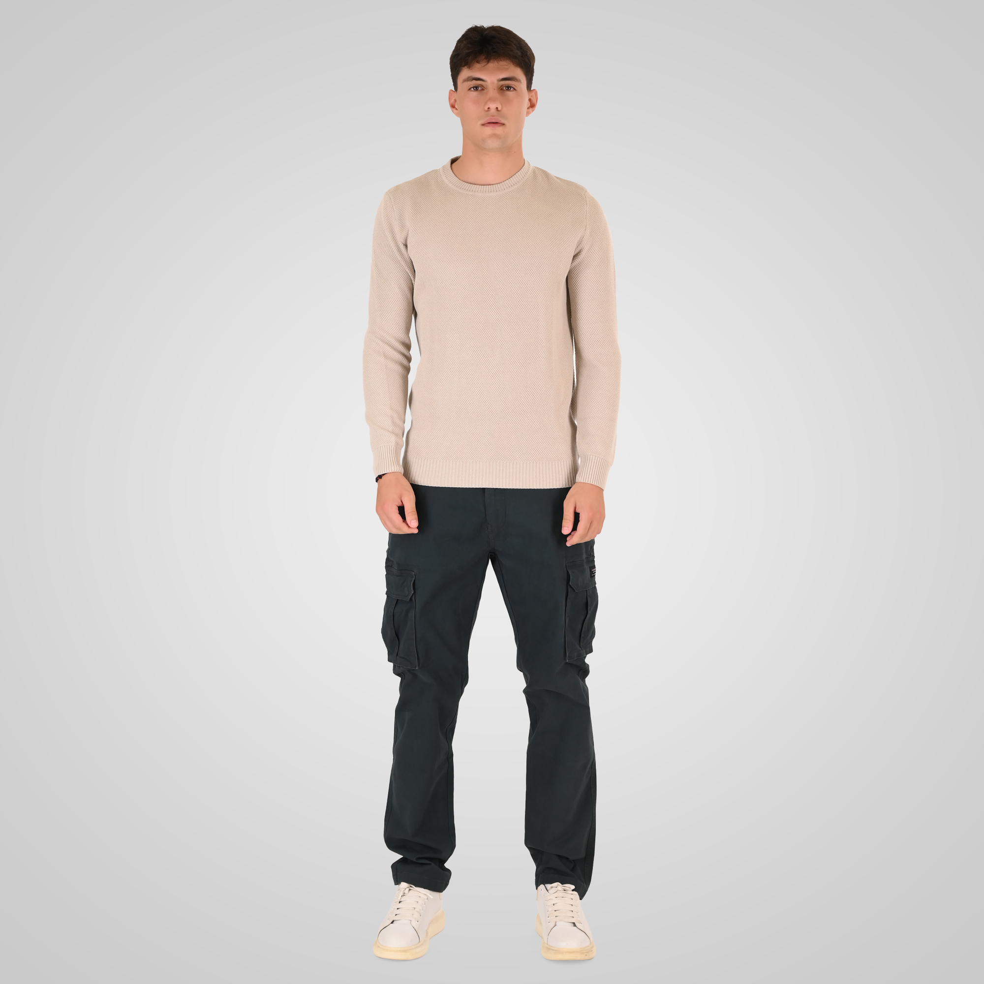 262RKNIT-8053 KNITS CREWNECK (SPECIAL KNITTING) ICE - Image 2