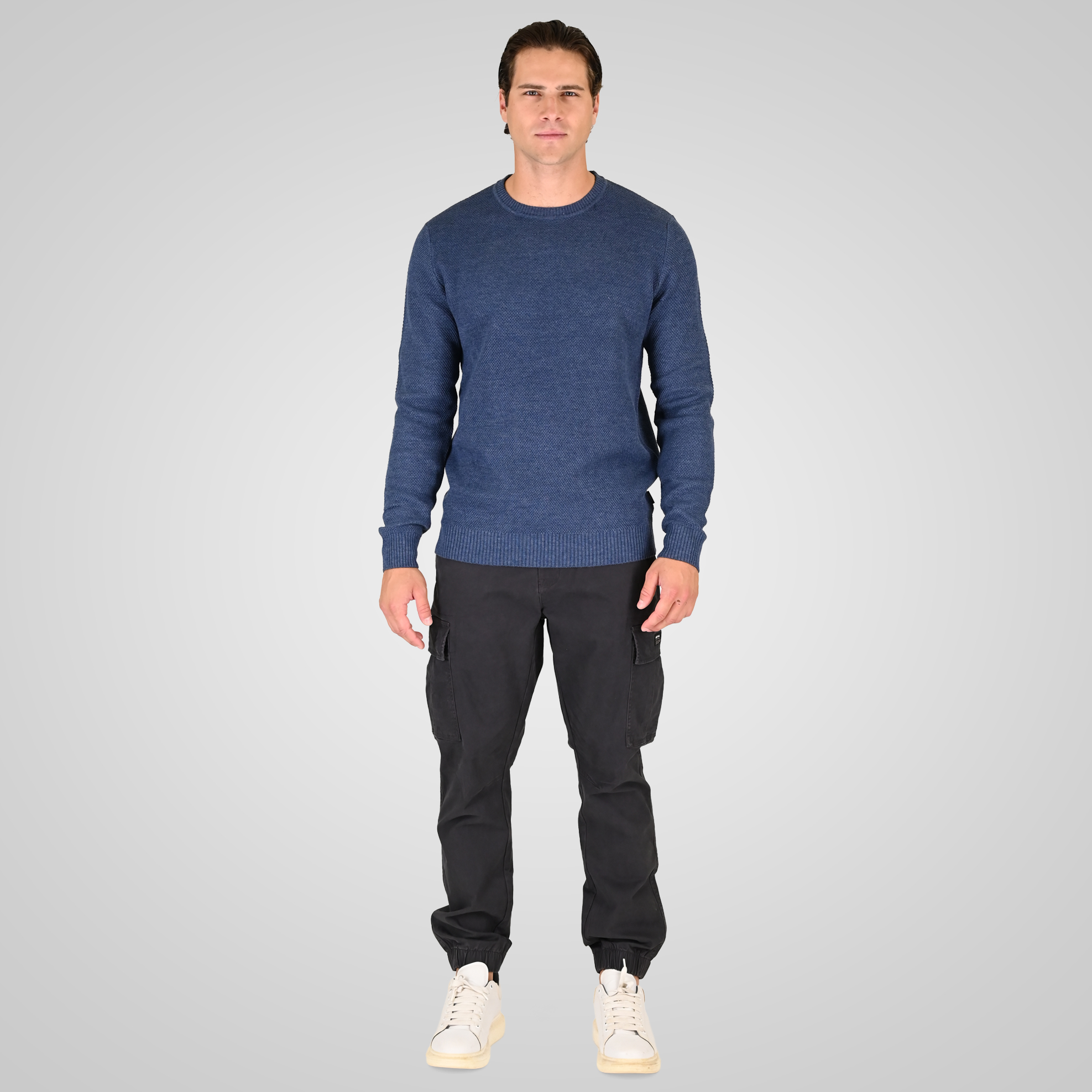 262RKNIT-8053 KNITS CREWNECK (SPECIAL KNITTING) INDIGO - Image 2