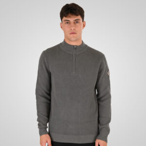 262RKNIT-8054 KNITS HALF-ZIP WITH STAND-UP COLLAR (SPECIAL KNITTING) AGAVE GREEN