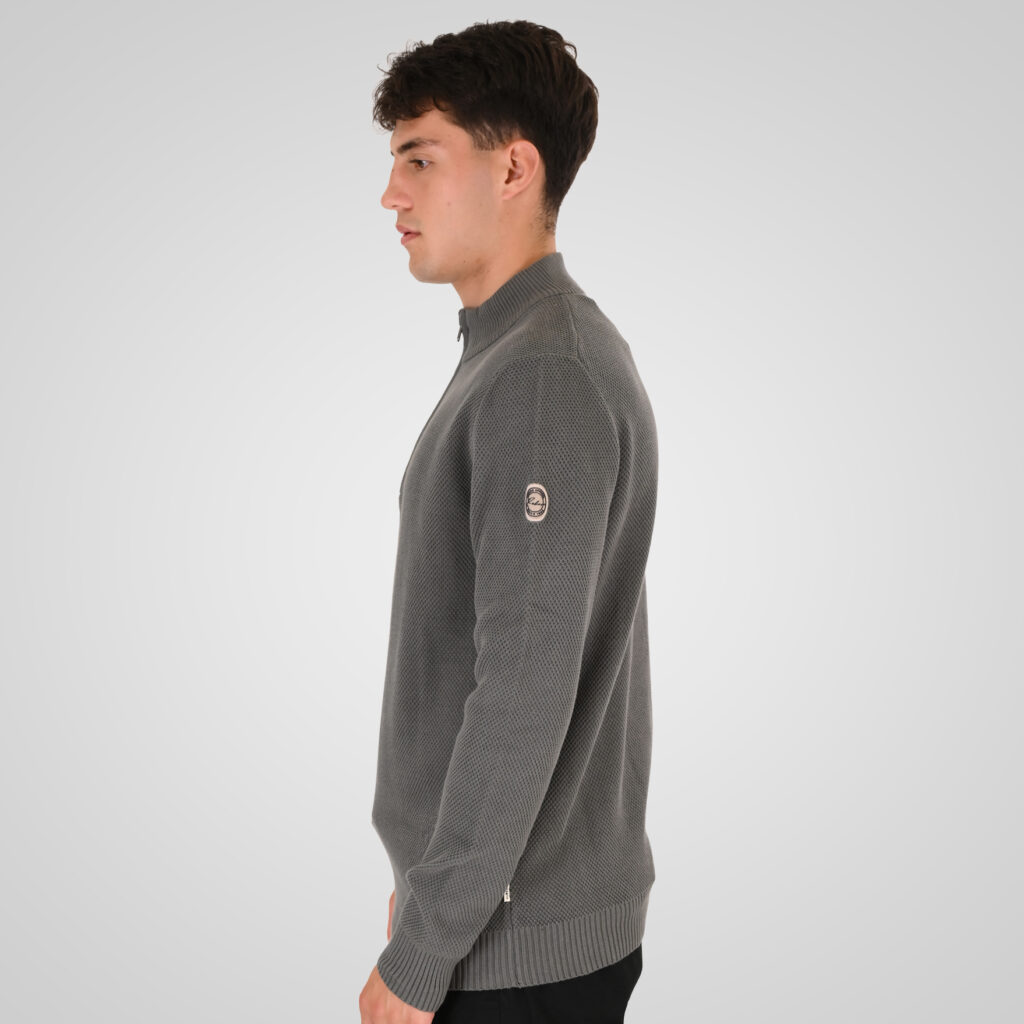 262RKNIT-8054 KNITS HALF-ZIP WITH STAND-UP COLLAR (SPECIAL KNITTING) AGAVE GREEN