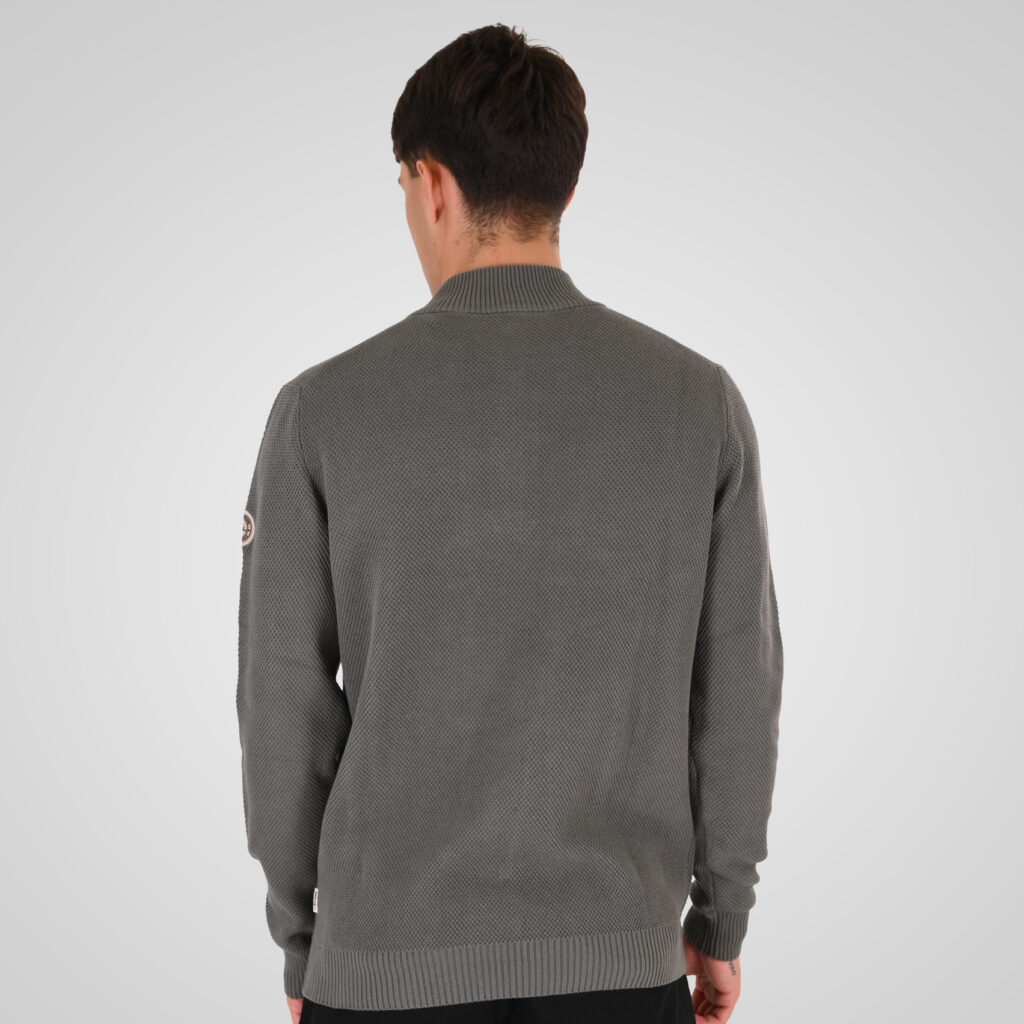 262RKNIT-8054 KNITS HALF-ZIP WITH STAND-UP COLLAR (SPECIAL KNITTING) AGAVE GREEN