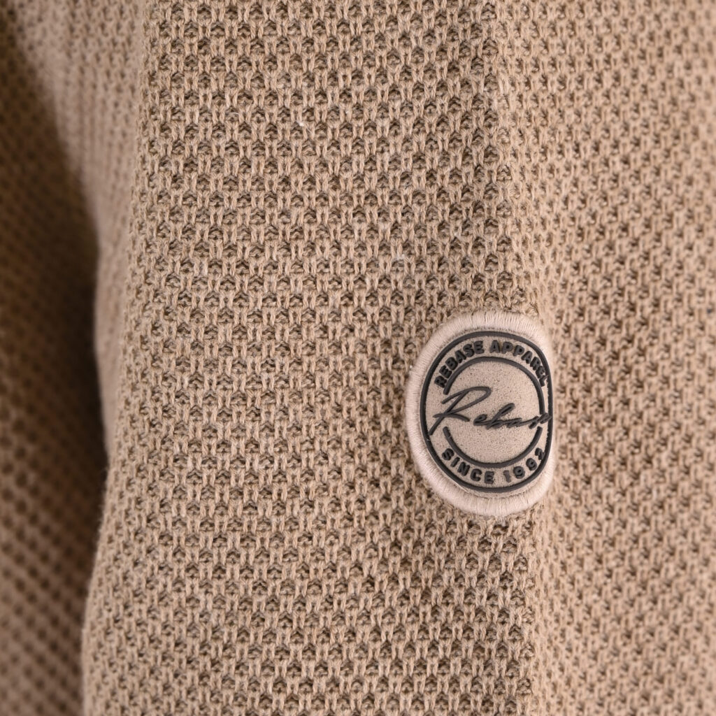 262RKNIT-8054 KNITS HALF-ZIP WITH STAND-UP COLLAR (SPECIAL KNITTING) BEIGE MELANGE