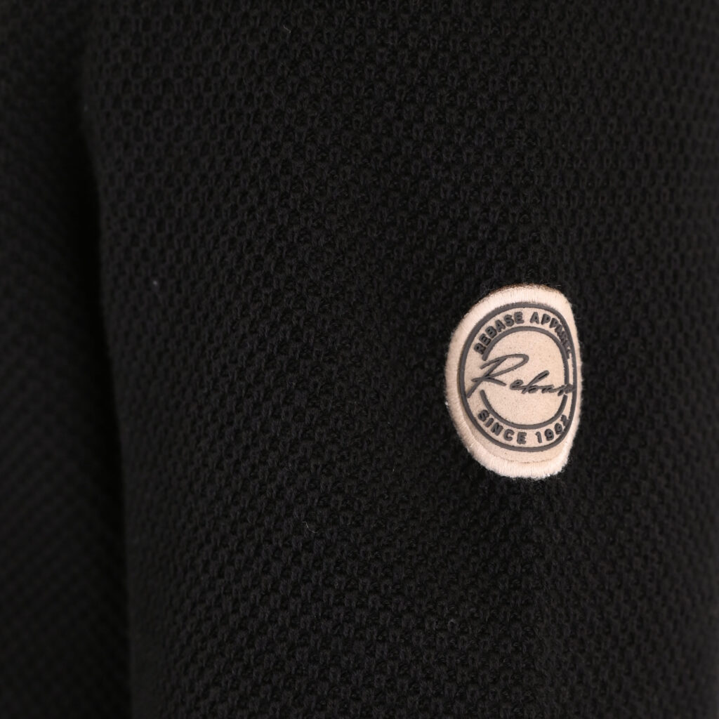 262RKNIT-8054 KNITS HALF-ZIP WITH STAND-UP COLLAR (SPECIAL KNITTING) BLACK