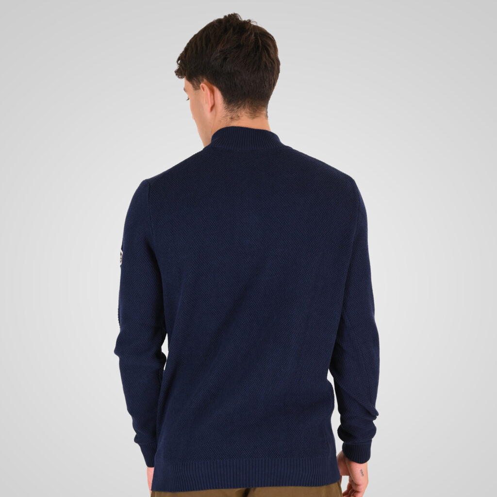 262RKNIT-8054 KNITS HALF-ZIP WITH STAND-UP COLLAR (SPECIAL KNITTING) BLUE MARINE