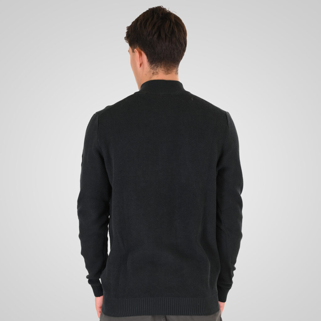 262RKNIT-8054 KNITS HALF-ZIP WITH STAND-UP COLLAR (SPECIAL KNITTING) DEEP FOREST