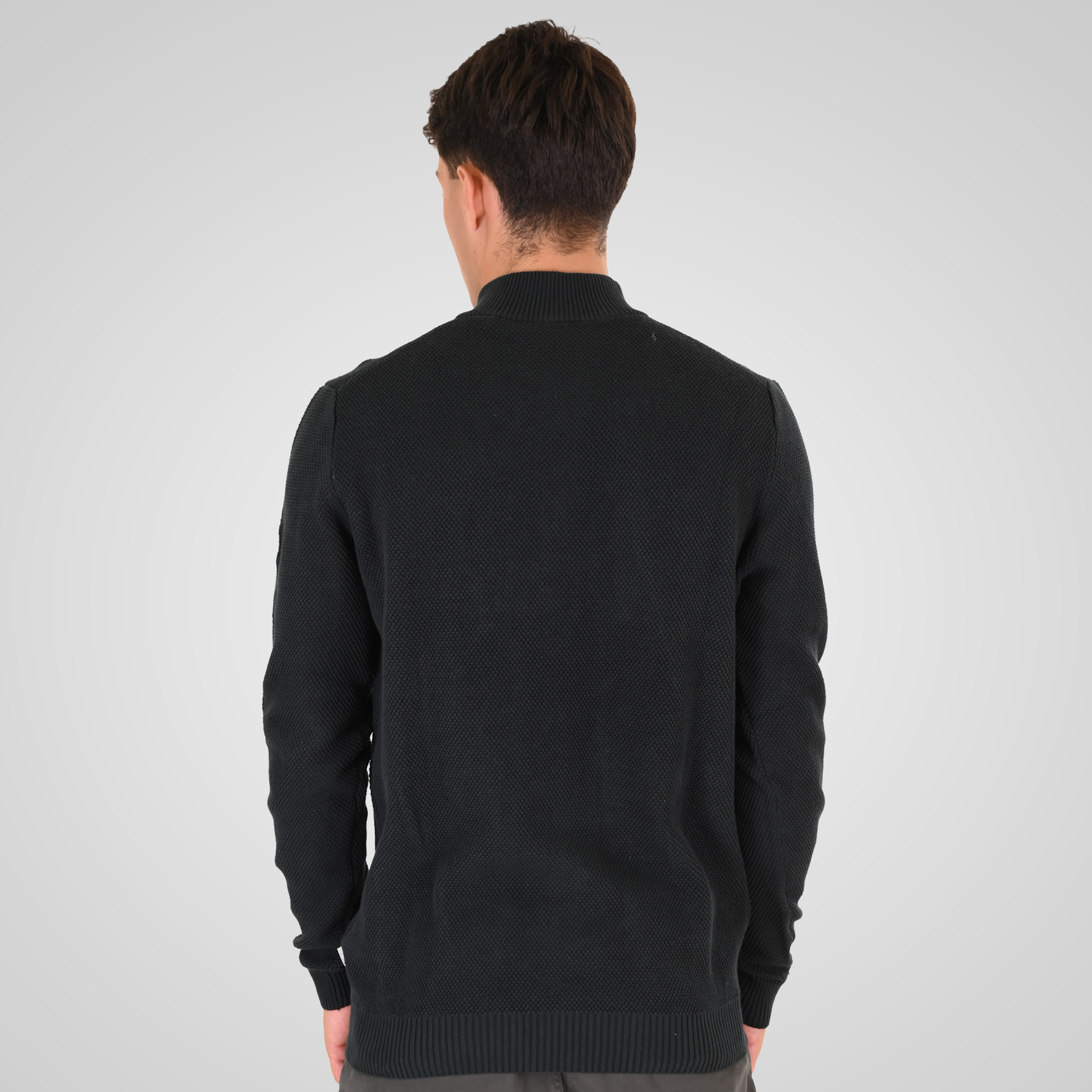 262RKNIT-8054 KNITS HALF-ZIP WITH STAND-UP COLLAR (SPECIAL KNITTING) DEEP FOREST - Image 4