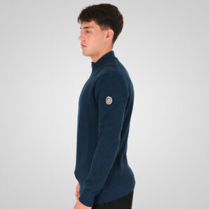 262RKNIT-8054 KNITS HALF-ZIP WITH STAND-UP COLLAR (SPECIAL KNITTING) DK PETROL - Image 3