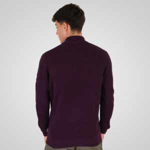262RKNIT-8054 KNITS HALF-ZIP WITH STAND-UP COLLAR (SPECIAL KNITTING) DK RASPBERRY - Image 4