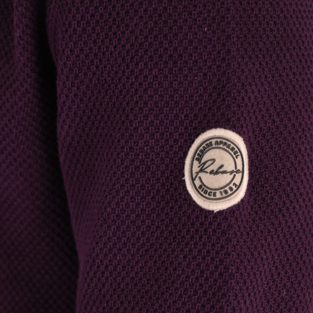 262RKNIT-8054 KNITS HALF-ZIP WITH STAND-UP COLLAR (SPECIAL KNITTING) DK RASPBERRY