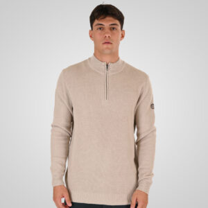 262RKNIT-8054 KNITS HALF-ZIP WITH STAND-UP COLLAR (SPECIAL KNITTING) ICE