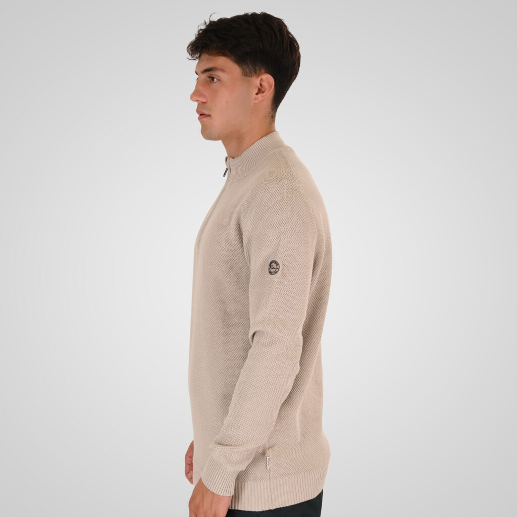 262RKNIT-8054 KNITS HALF-ZIP WITH STAND-UP COLLAR (SPECIAL KNITTING) ICE