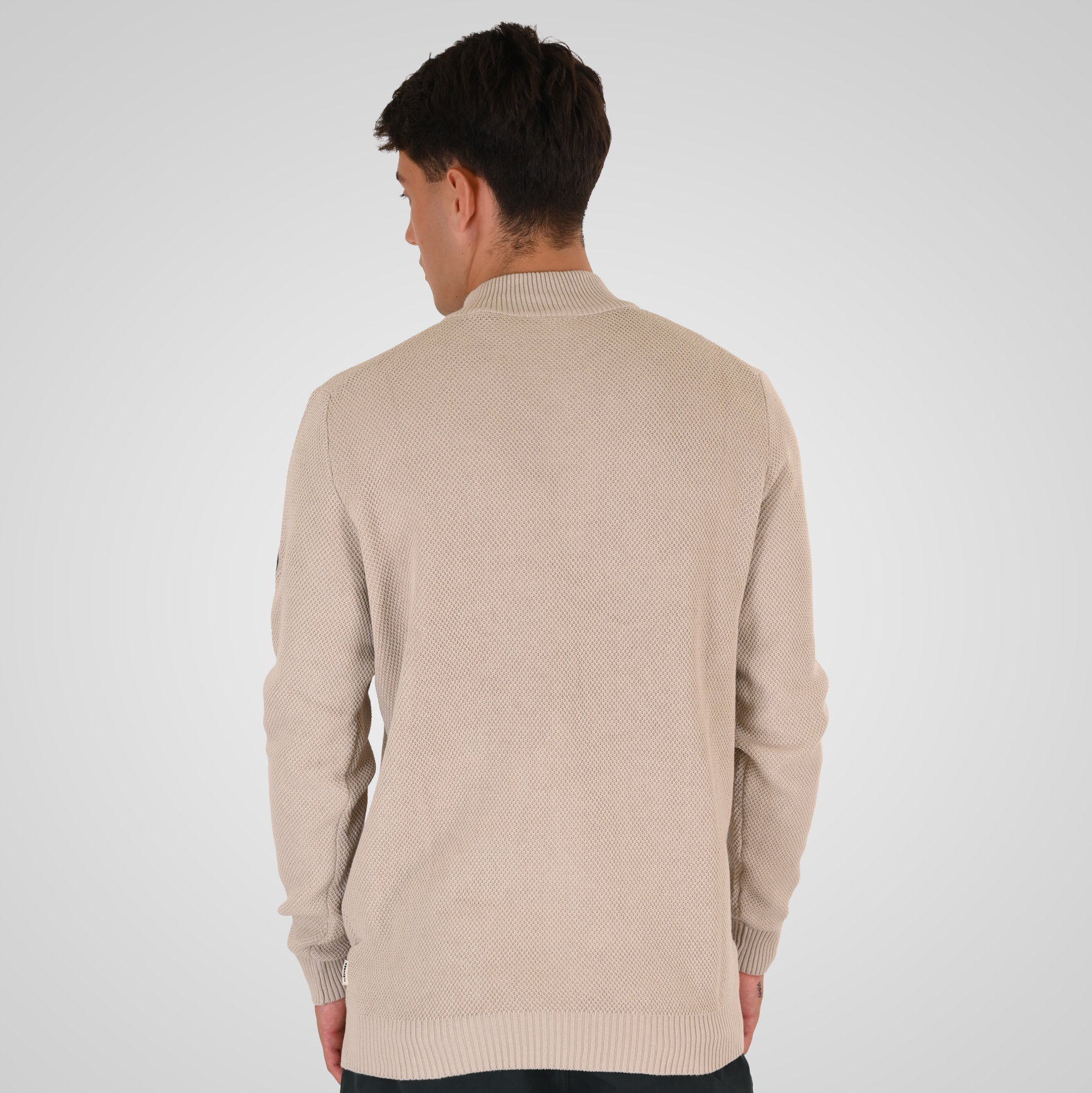 262RKNIT-8054 KNITS HALF-ZIP WITH STAND-UP COLLAR (SPECIAL KNITTING) ICE - Image 4