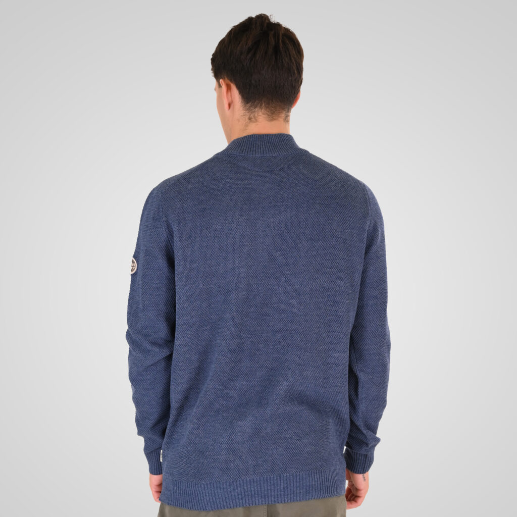 262RKNIT-8054 KNITS HALF-ZIP WITH STAND-UP COLLAR (SPECIAL KNITTING) INDIGO