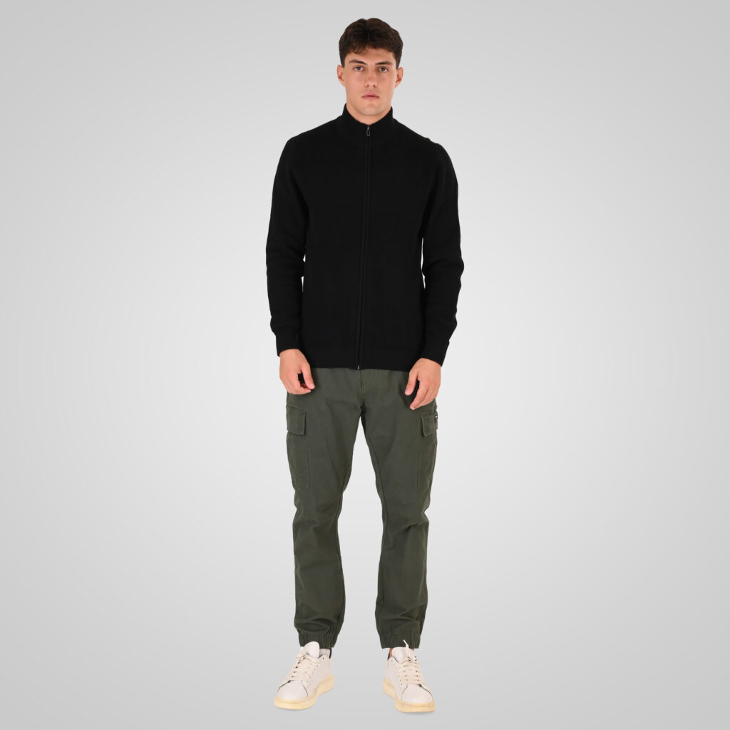 262RKNIT-8055 KNITS FULL-ZIP (SPECIAL KNITTING) BLACK