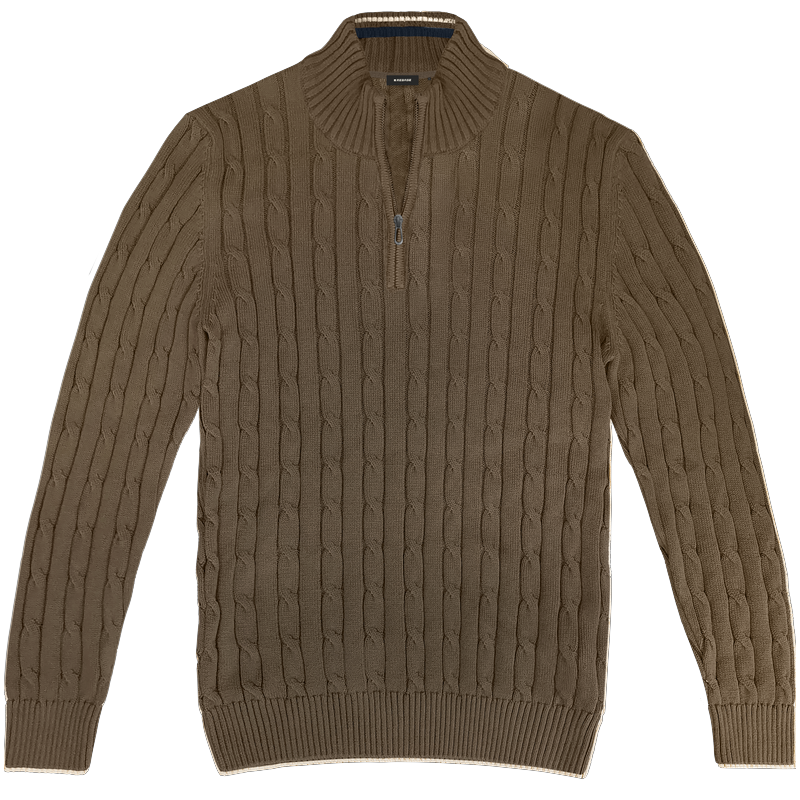 262RKNIT-8083 CABLE KNITS HALF-ZIP WITH STAND-UP COLLAR PURO