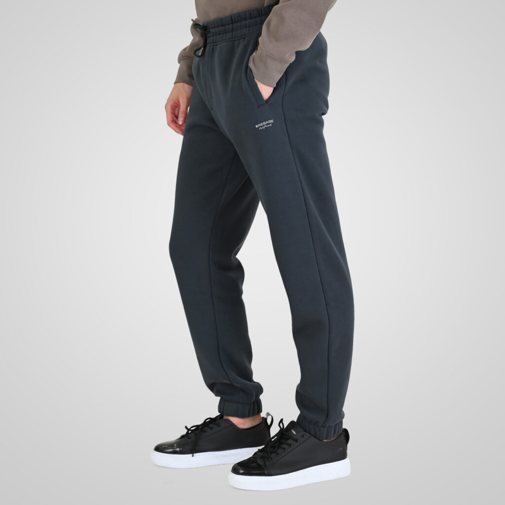 262RPAN-6045 JOGGER PANTS WITH ELASTIC WAISTBAND. HEM AND HIGH DENSITY PRINT (BRUSHED FLEECE) ANTHRACITE