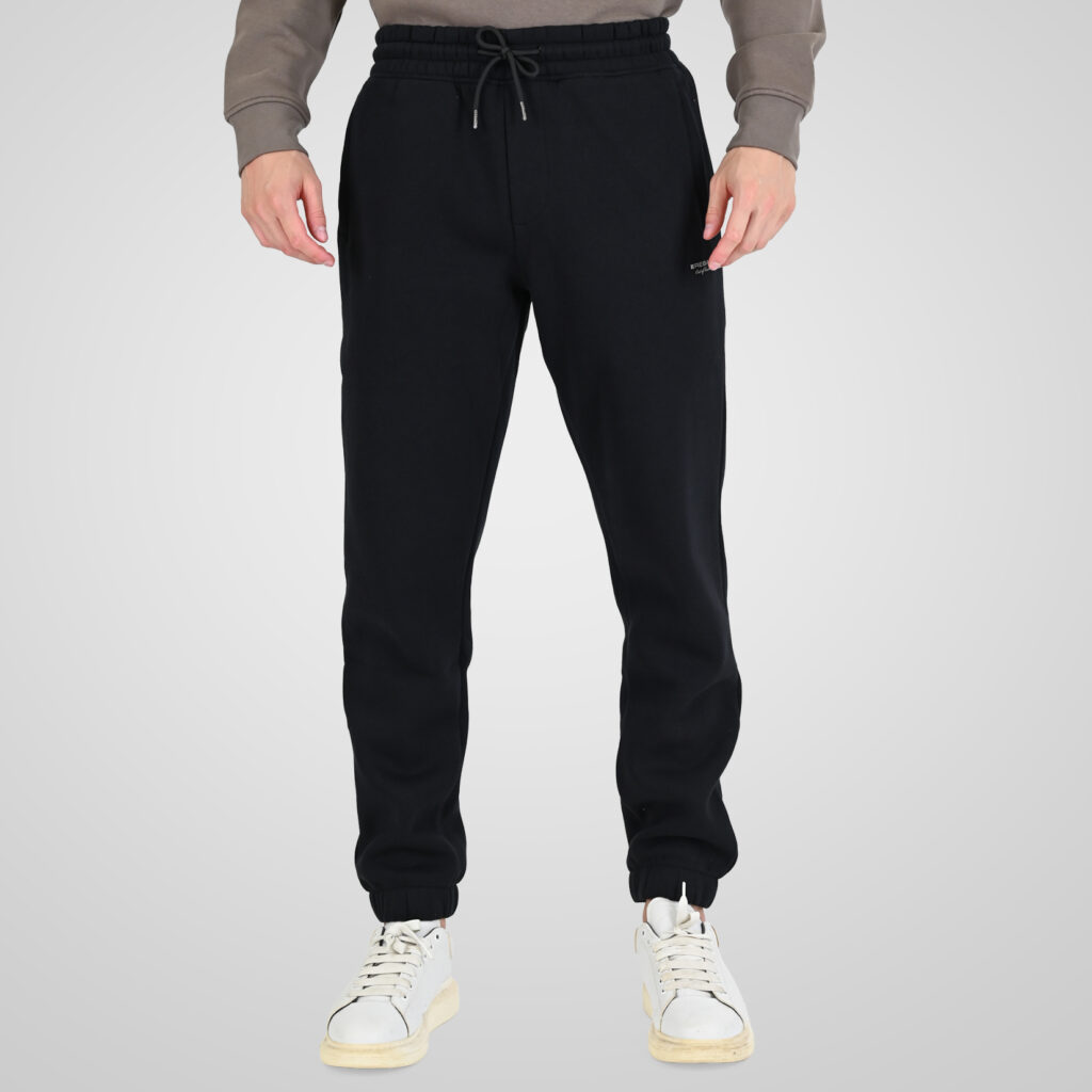 262RPAN-6045 JOGGER PANTS WITH ELASTIC WAISTBAND. HEM AND HIGH DENSITY PRINT (BRUSHED FLEECE) BLACK
