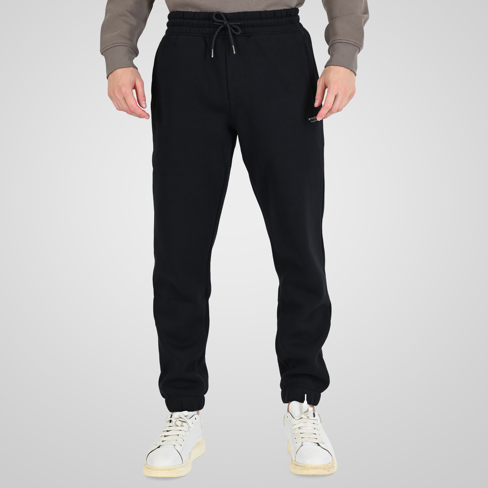 262RPAN-6045 JOGGER PANTS WITH ELASTIC WAISTBAND. HEM AND HIGH DENSITY PRINT (BRUSHED FLEECE) BLACK - Image 1