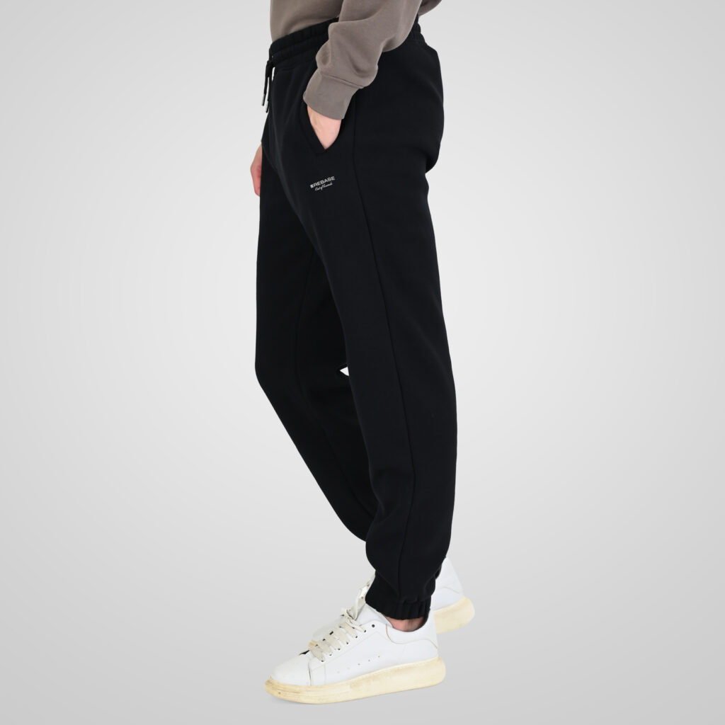 262RPAN-6045 JOGGER PANTS WITH ELASTIC WAISTBAND. HEM AND HIGH DENSITY PRINT (BRUSHED FLEECE) BLACK