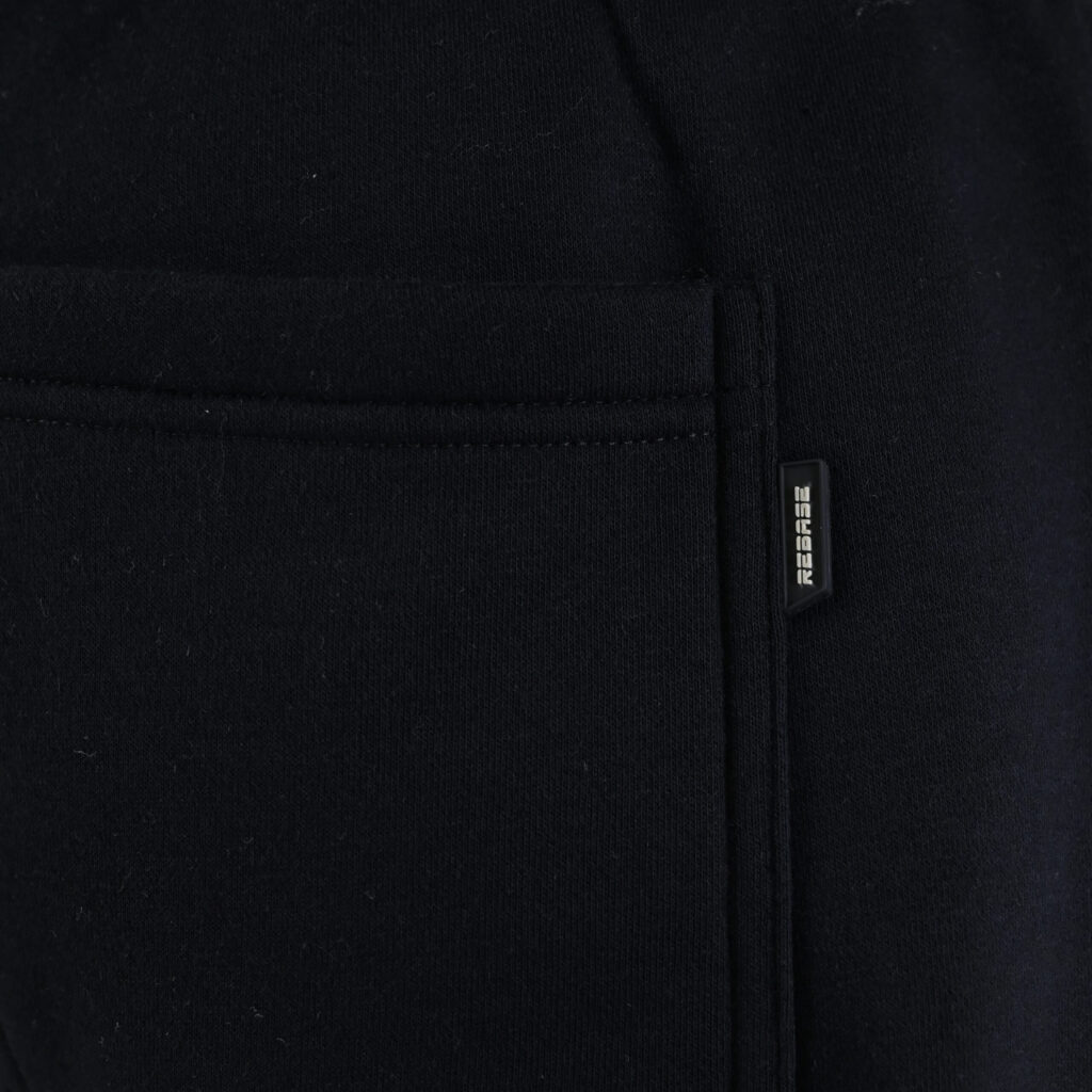 262RPAN-6045 JOGGER PANTS WITH ELASTIC WAISTBAND. HEM AND HIGH DENSITY PRINT (BRUSHED FLEECE) BLACK