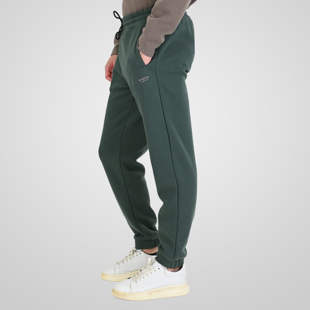 262RPAN-6045 JOGGER PANTS WITH ELASTIC WAISTBAND. HEM AND HIGH DENSITY PRINT (BRUSHED FLEECE) MOSS GREEN