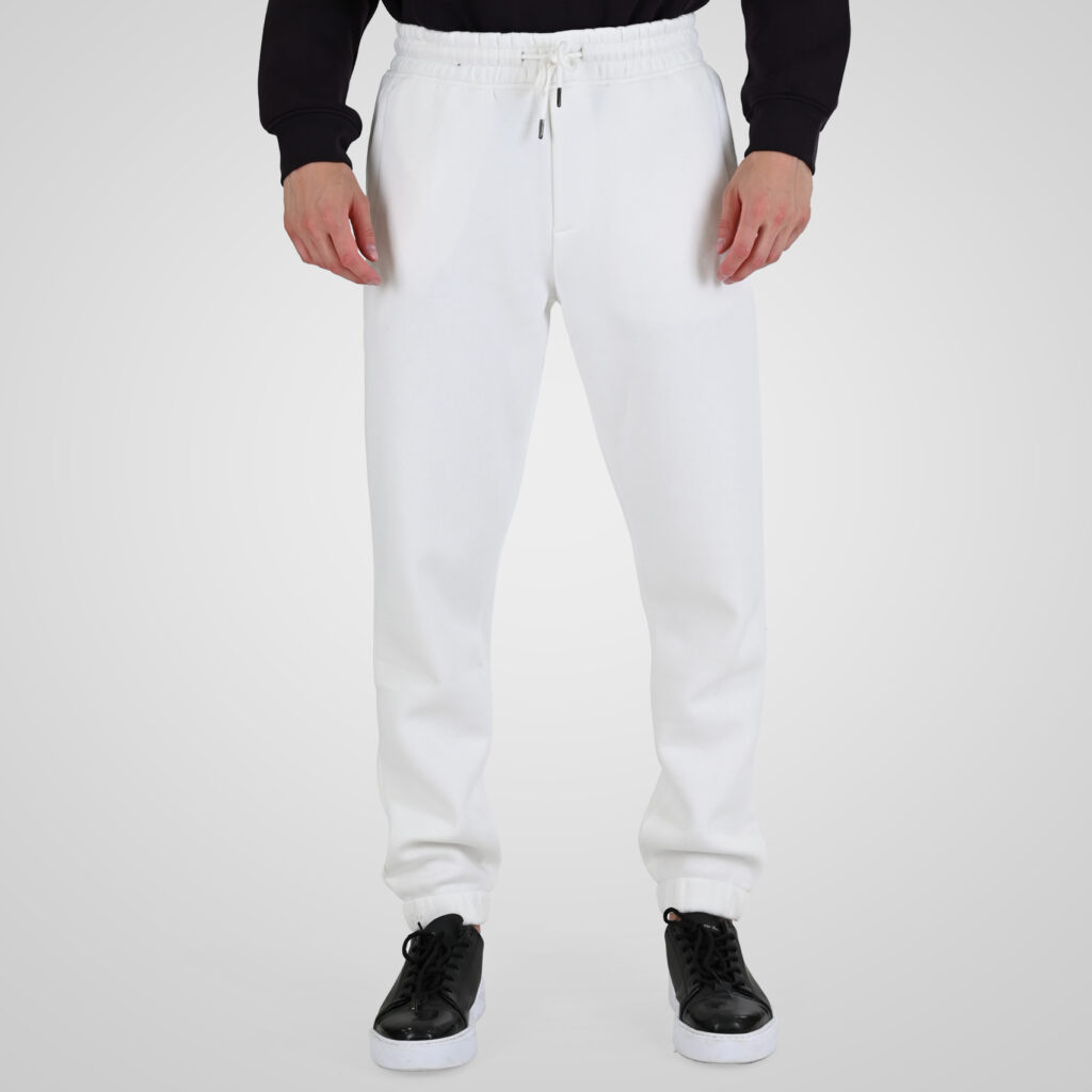 262RPAN-6045 JOGGER PANTS WITH ELASTIC WAISTBAND. HEM AND HIGH DENSITY PRINT (BRUSHED FLEECE) OFF WHITE