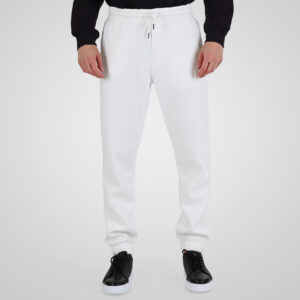 262RPAN-6045 JOGGER PANTS WITH ELASTIC WAISTBAND. HEM AND HIGH DENSITY PRINT (BRUSHED FLEECE) OFF WHITE