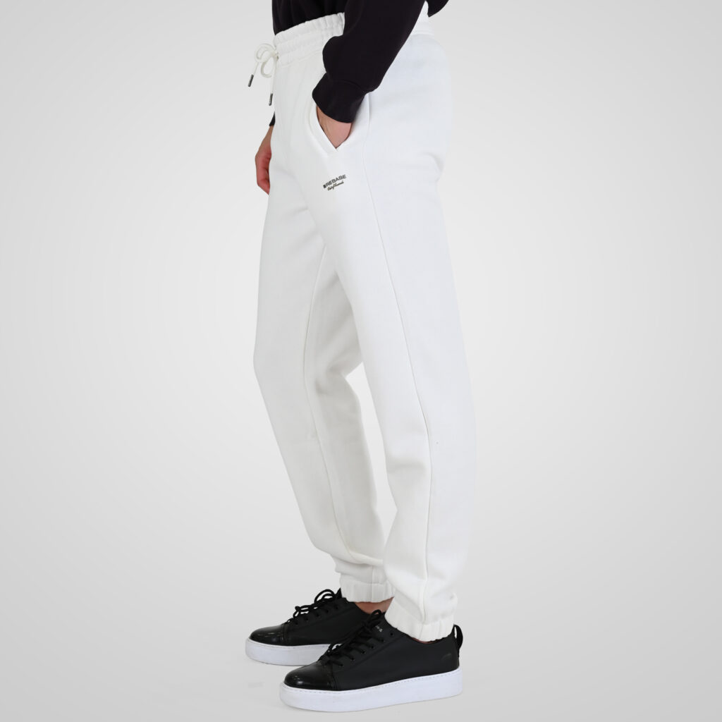 262RPAN-6045 JOGGER PANTS WITH ELASTIC WAISTBAND. HEM AND HIGH DENSITY PRINT (BRUSHED FLEECE) OFF WHITE