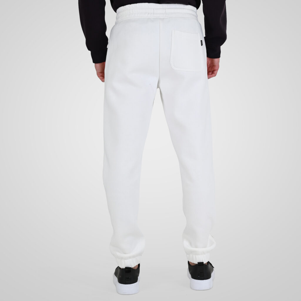 262RPAN-6045 JOGGER PANTS WITH ELASTIC WAISTBAND. HEM AND HIGH DENSITY PRINT (BRUSHED FLEECE) OFF WHITE