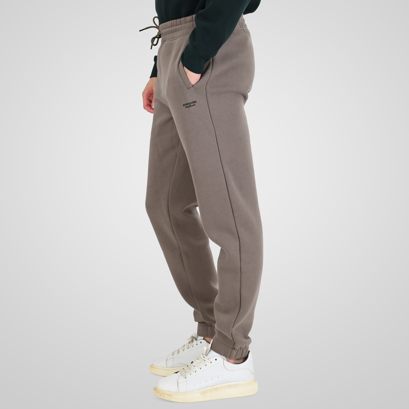 262RPAN-6045 JOGGER PANTS WITH ELASTIC WAISTBAND. HEM AND HIGH DENSITY PRINT (BRUSHED FLEECE) TAUPE - Image 3