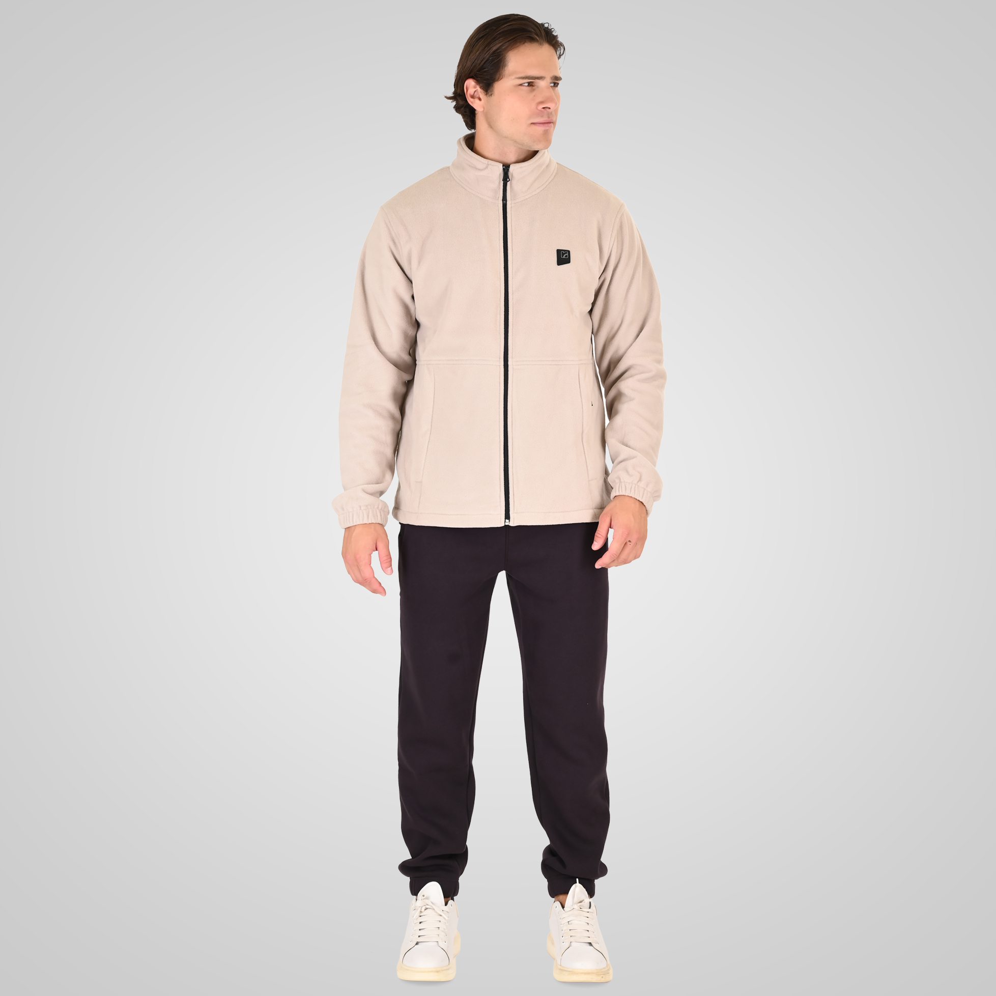 262RPAN-6046 JOGGER PANTS WITH ELASTIC WAISTBAND. HEM. HIGH DENSITY PRINT AND ZIPPERED POCKETS (BRUSHED FLEECE) AUBERGINE - Image 2