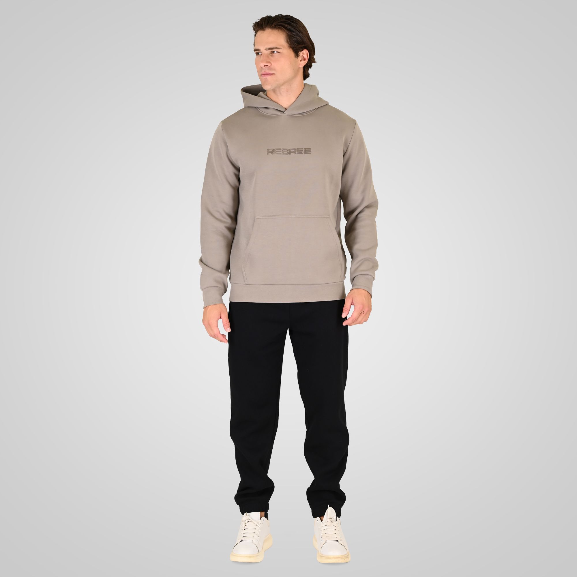 262RPAN-6046 JOGGER PANTS WITH ELASTIC WAISTBAND. HEM. HIGH DENSITY PRINT AND ZIPPERED POCKETS (BRUSHED FLEECE) BLACK - Image 2