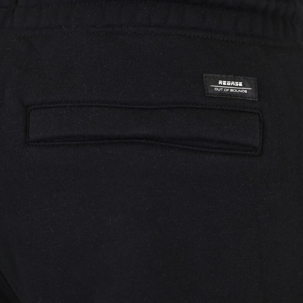 262RPAN-6046 JOGGER PANTS WITH ELASTIC WAISTBAND. HEM. HIGH DENSITY PRINT AND ZIPPERED POCKETS (BRUSHED FLEECE) BLACK