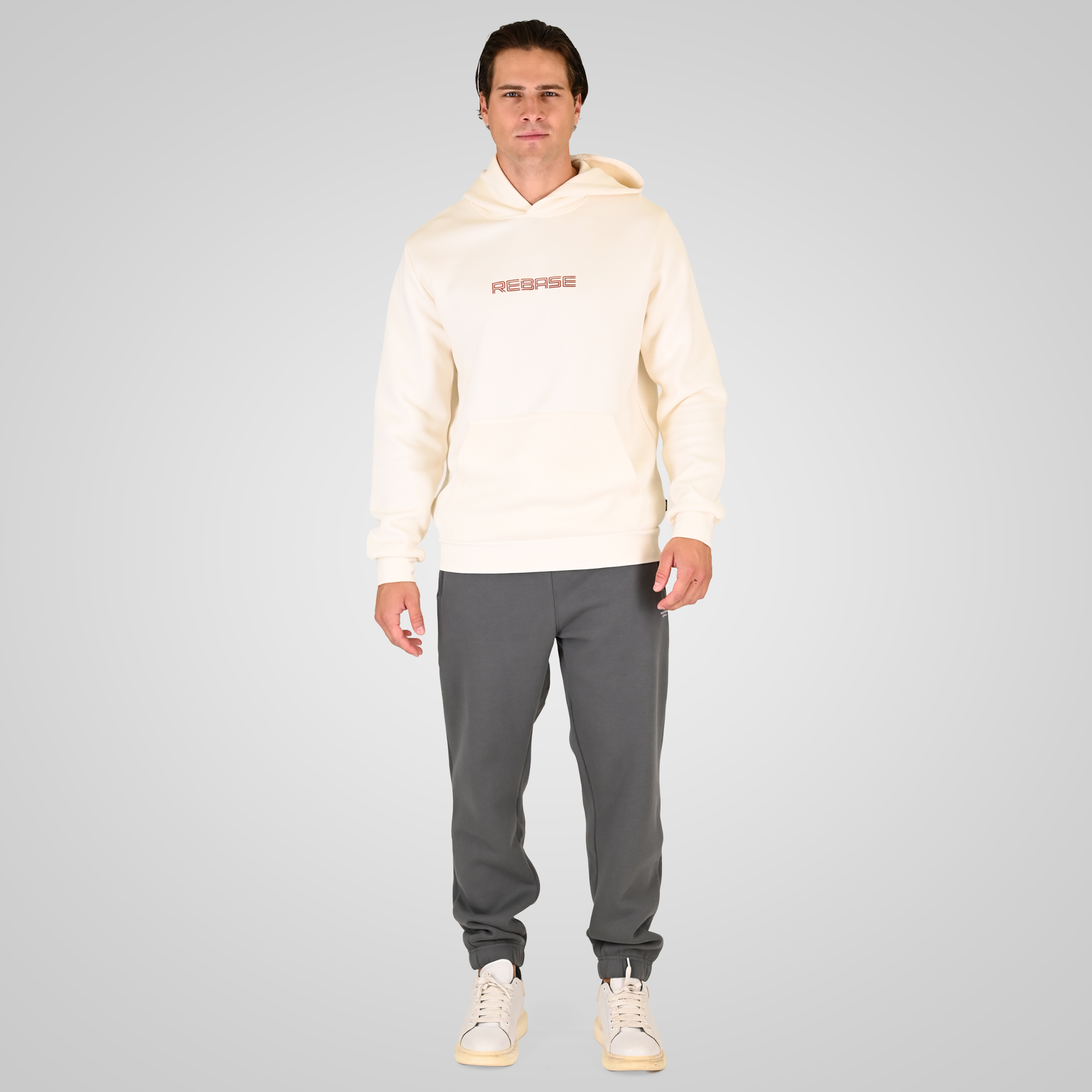 262RPAN-6046 JOGGER PANTS WITH ELASTIC WAISTBAND. HEM. HIGH DENSITY PRINT AND ZIPPERED POCKETS (BRUSHED FLEECE) CLOUDY GREY - Image 2