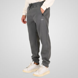 262RPAN-6046 JOGGER PANTS WITH ELASTIC WAISTBAND. HEM. HIGH DENSITY PRINT AND ZIPPERED POCKETS (BRUSHED FLEECE) CLOUDY GREY - Image 3