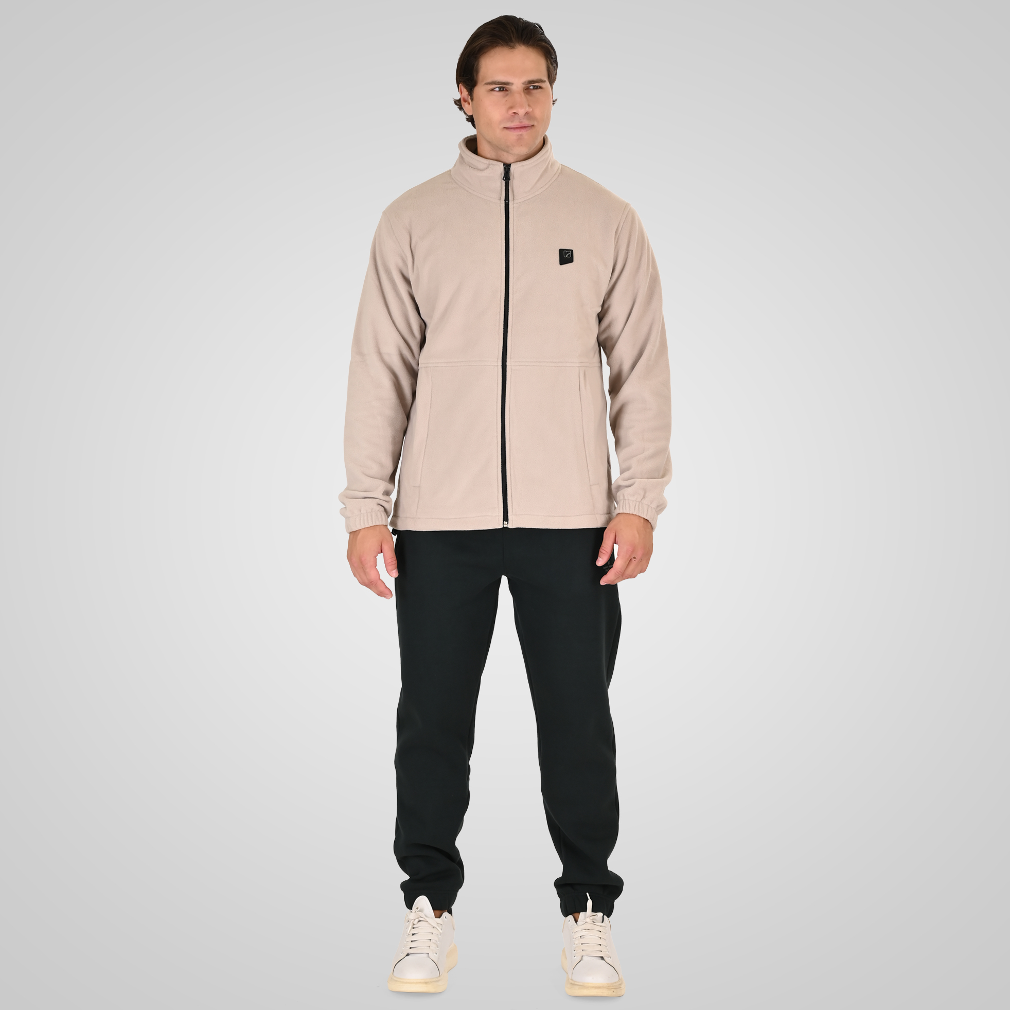 262RPAN-6046 JOGGER PANTS WITH ELASTIC WAISTBAND. HEM. HIGH DENSITY PRINT AND ZIPPERED POCKETS (BRUSHED FLEECE) FOREST GREEN - Image 2