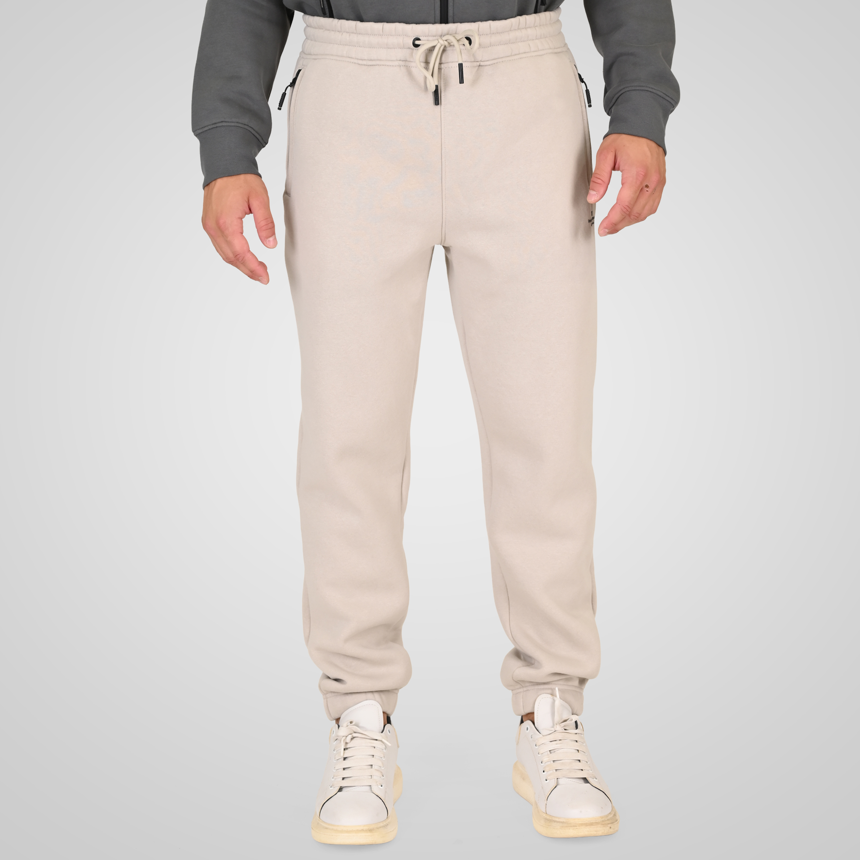 262RPAN-6046 JOGGER PANTS WITH ELASTIC WAISTBAND. HEM. HIGH DENSITY PRINT AND ZIPPERED POCKETS (BRUSHED FLEECE) ICE - Image 1
