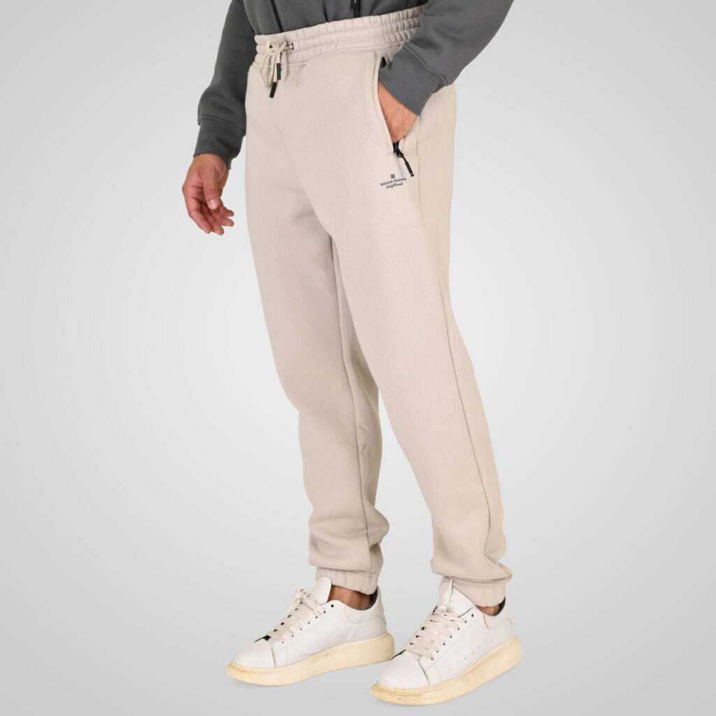 262RPAN-6046 JOGGER PANTS WITH ELASTIC WAISTBAND. HEM. HIGH DENSITY PRINT AND ZIPPERED POCKETS (BRUSHED FLEECE) ICE