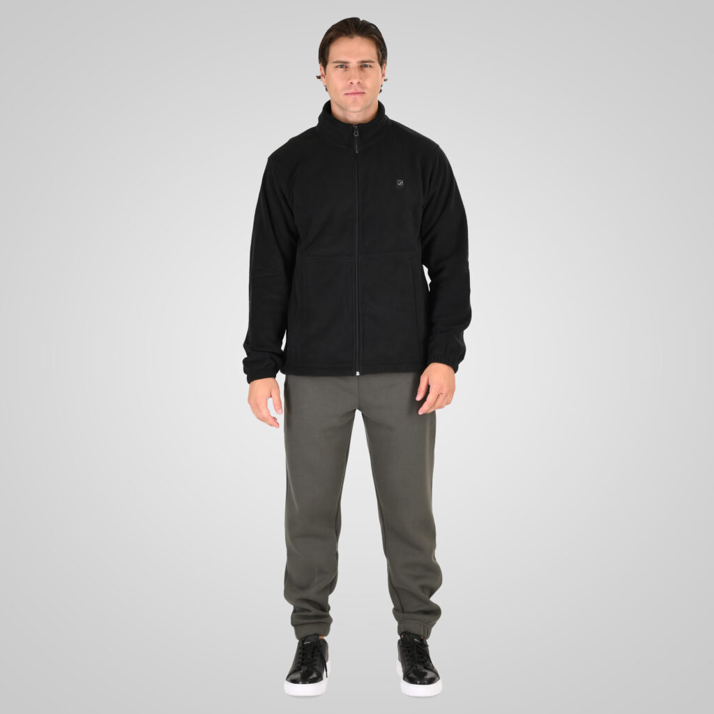 262RPAN-6046 JOGGER PANTS WITH ELASTIC WAISTBAND. HEM. HIGH DENSITY PRINT AND ZIPPERED POCKETS (BRUSHED FLEECE) KHAKI