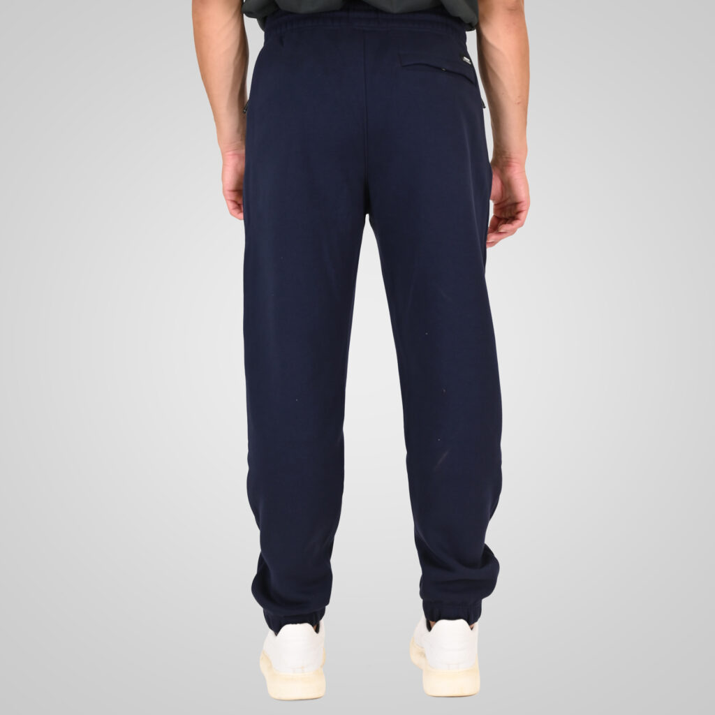 262RPAN-6046 JOGGER PANTS WITH ELASTIC WAISTBAND. HEM. HIGH DENSITY PRINT AND ZIPPERED POCKETS (BRUSHED FLEECE) NAVY