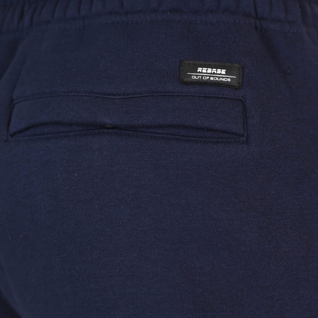 262RPAN-6046 JOGGER PANTS WITH ELASTIC WAISTBAND. HEM. HIGH DENSITY PRINT AND ZIPPERED POCKETS (BRUSHED FLEECE) NAVY