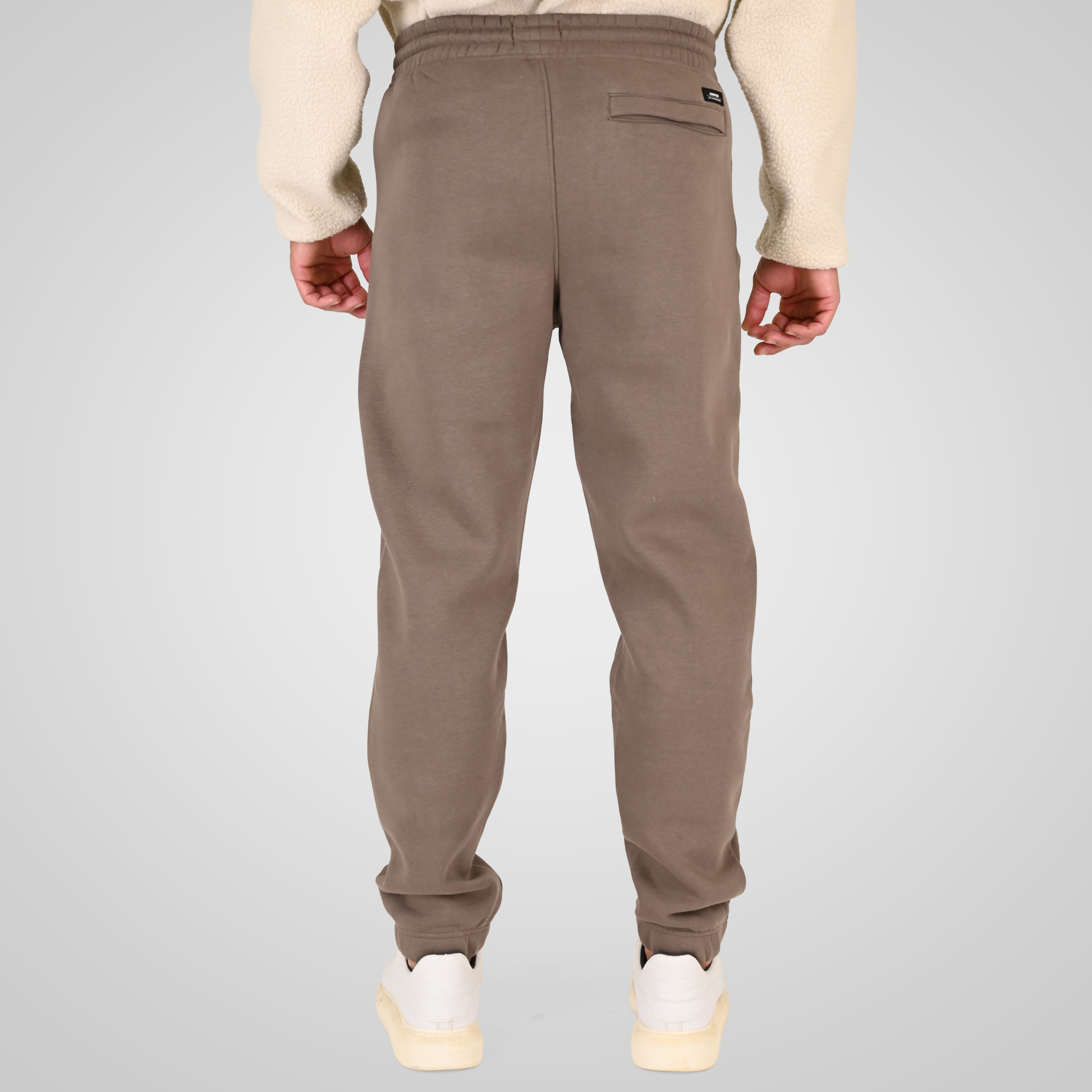 262RPAN-6046 JOGGER PANTS WITH ELASTIC WAISTBAND. HEM. HIGH DENSITY PRINT AND ZIPPERED POCKETS (BRUSHED FLEECE) TAUPE - Image 3