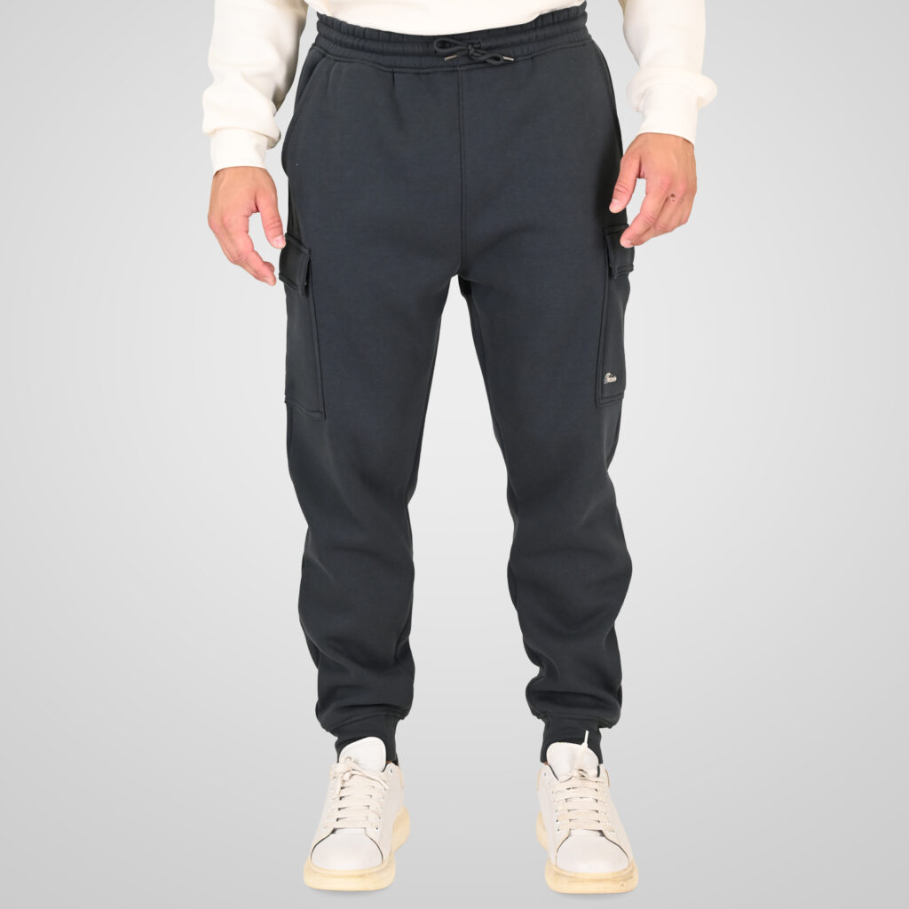 262RPAN-6047 JOGGER PANTS WITH ELASTIC WAISTBAND AND HEM. AND CARGO POCKETS (RELAXED FIT) (BRUSHED FLEECE) ANTHRACITE