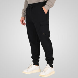 262RPAN-6047 JOGGER PANTS WITH ELASTIC WAISTBAND AND HEM. AND CARGO POCKETS (RELAXED FIT) (BRUSHED FLEECE) BLACK - Image 3