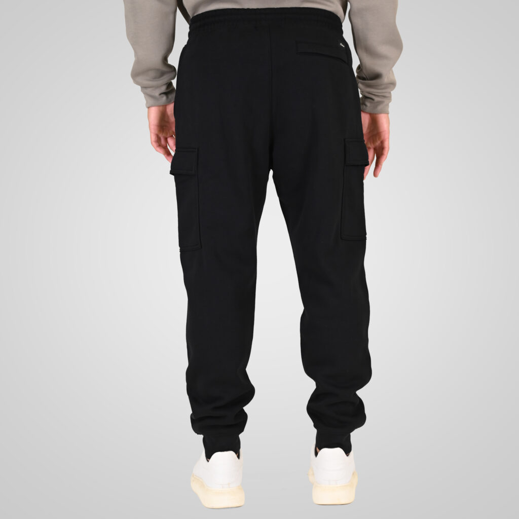 262RPAN-6047 JOGGER PANTS WITH ELASTIC WAISTBAND AND HEM. AND CARGO POCKETS (RELAXED FIT) (BRUSHED FLEECE) BLACK