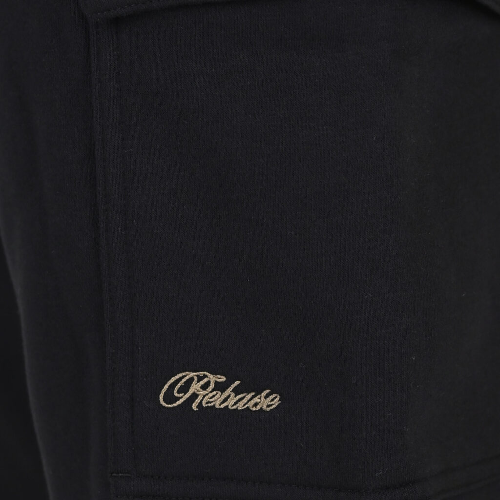 262RPAN-6047 JOGGER PANTS WITH ELASTIC WAISTBAND AND HEM. AND CARGO POCKETS (RELAXED FIT) (BRUSHED FLEECE) BLACK