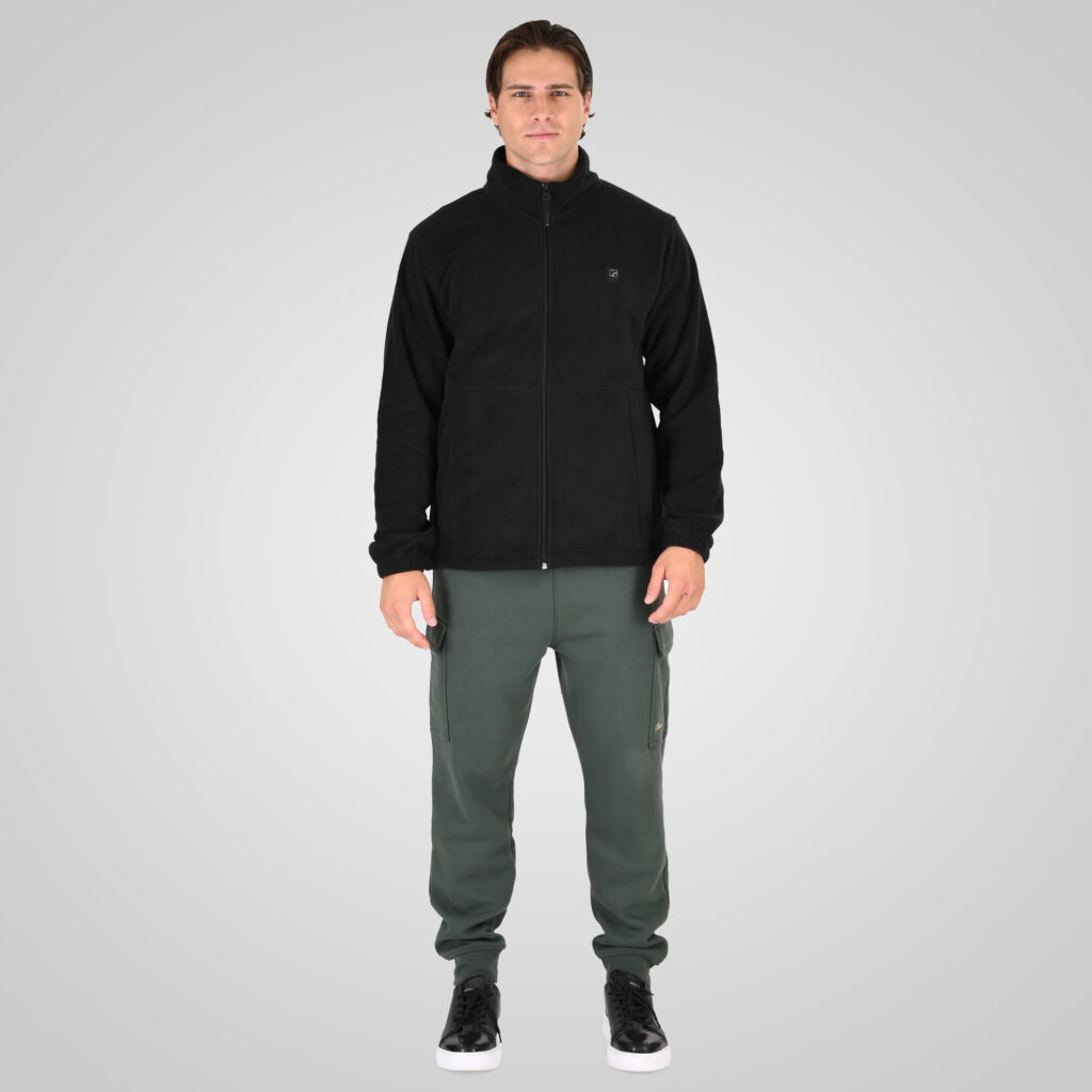 262RPAN-6047 JOGGER PANTS WITH ELASTIC WAISTBAND AND HEM. AND CARGO POCKETS (RELAXED FIT) (BRUSHED FLEECE) MOSS GREEN