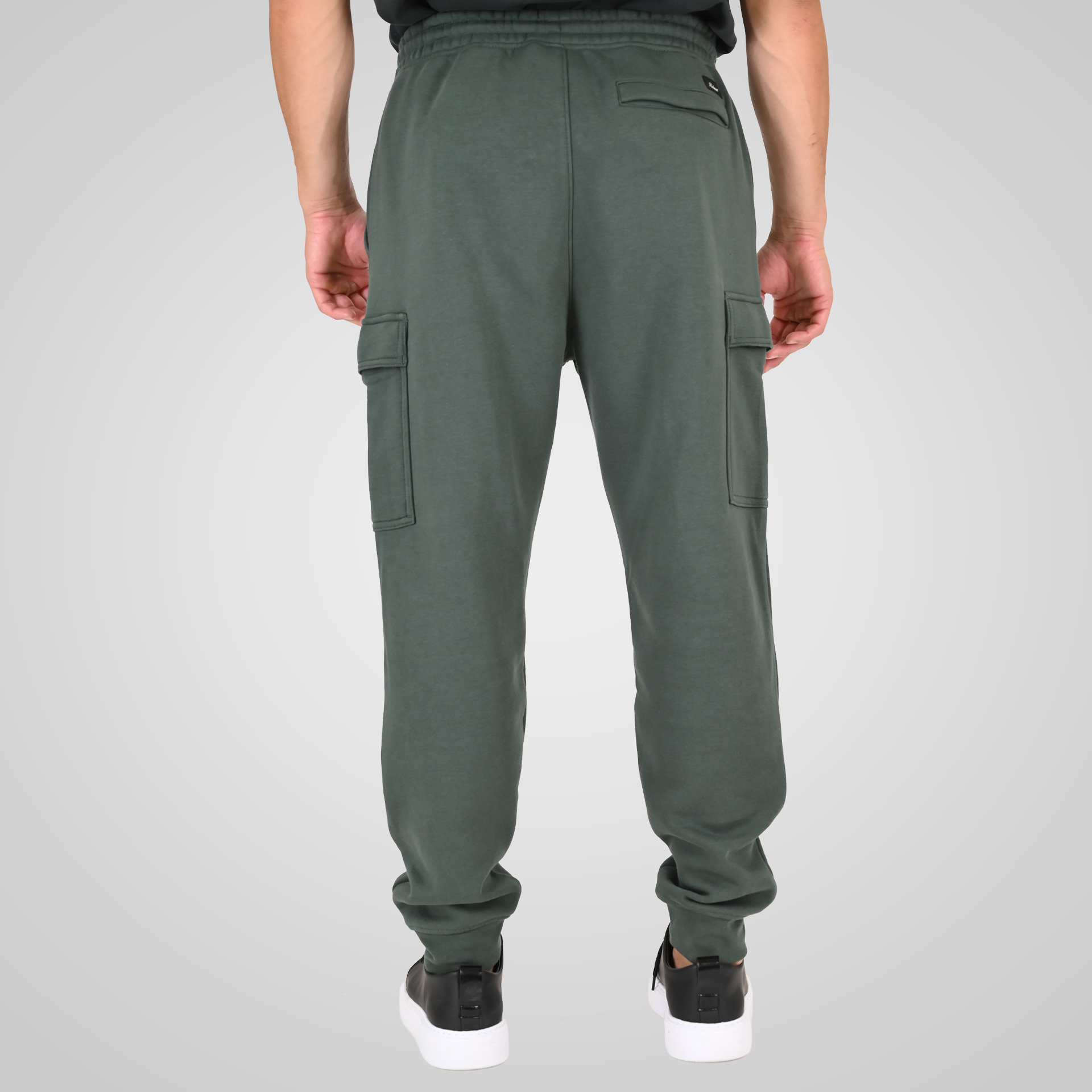262RPAN-6047 JOGGER PANTS WITH ELASTIC WAISTBAND AND HEM. AND CARGO POCKETS (RELAXED FIT) (BRUSHED FLEECE) MOSS GREEN - Image 4