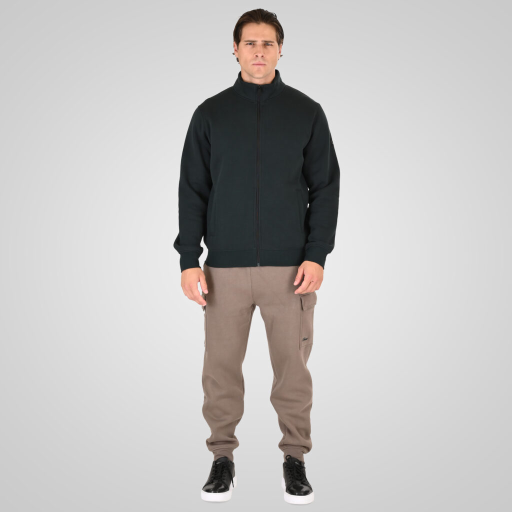 262RPAN-6047 JOGGER PANTS WITH ELASTIC WAISTBAND AND HEM. AND CARGO POCKETS (RELAXED FIT) (BRUSHED FLEECE) TAUPE